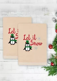Christmas LET IT SNOW Hand Towels Set of 2