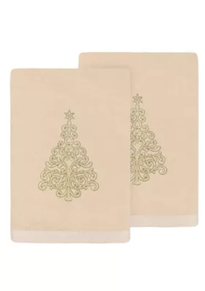 Christmas Gold Tree Hand Towels Set of 2