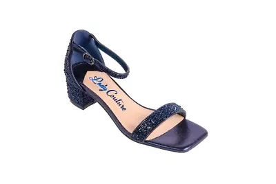 Dazzle, Block Low-Heel Rhinestone Sandal