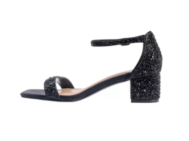 Dazzle, Block Low-Heel Rhinestone Sandal