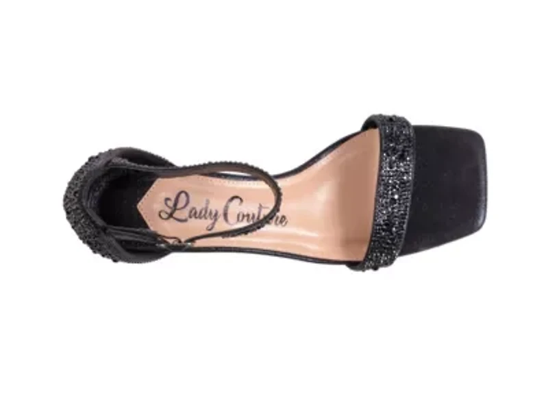 Dazzle, Block Low-Heel Rhinestone Sandal