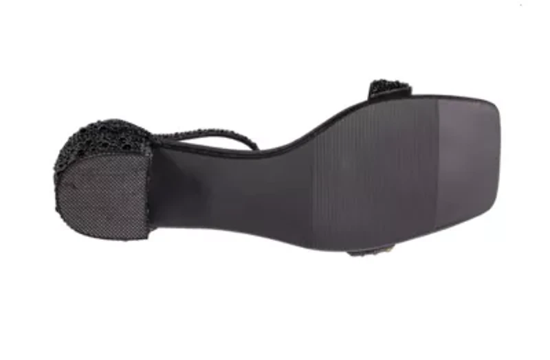 Dazzle, Block Low-Heel Rhinestone Sandal