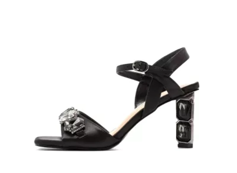 Delight, Double Jewel Heel Slingback With Large Stones Ornament