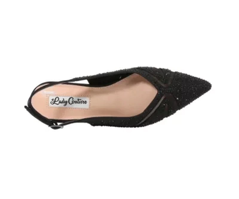 Daniela, Mesh Rhinestone Slingback Wedge Heel