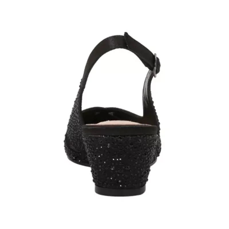 Daniela, Mesh Rhinestone Slingback Wedge Heel