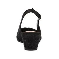 Daniela, Mesh Rhinestone Slingback Wedge Heel