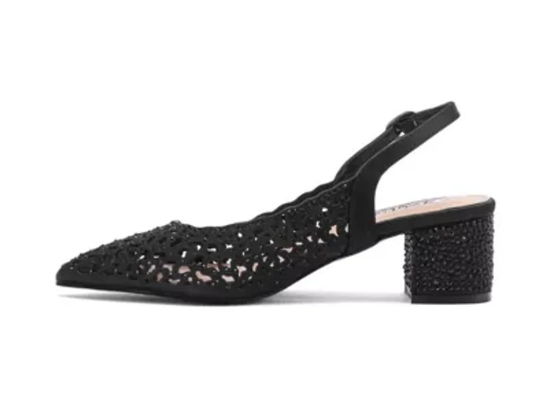 Donna, Rhinestone Block Heel Slingback