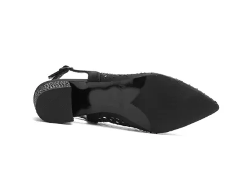 Donna, Rhinestone Block Heel Slingback