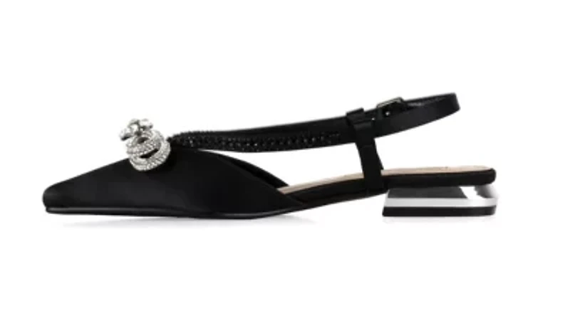 Kendal, Rhinestone Bow Flat Slingback