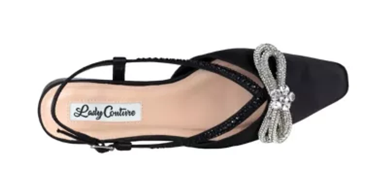 Kendal, Rhinestone Bow Flat Slingback