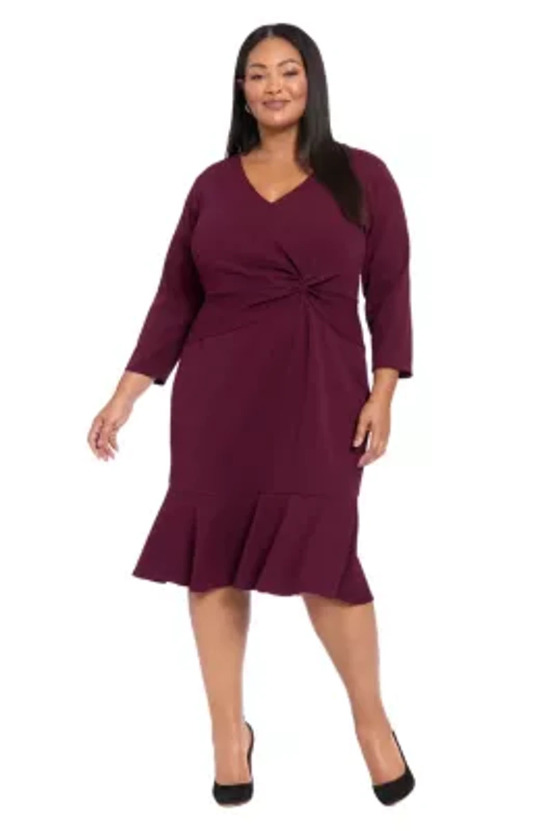 Vneck Twist With Flounce Dress