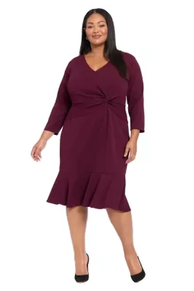 Vneck Twist With Flounce Dress