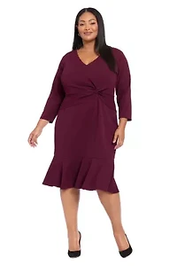 Vneck Twist With Flounce Dress