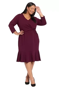 Vneck Twist With Flounce Dress