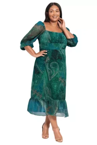 Ruffle Sleeve Smocked Midi Dress