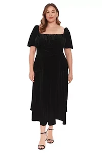 Puff Sleeve Midi Dress