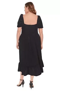 Puff Sleeve Midi Dress