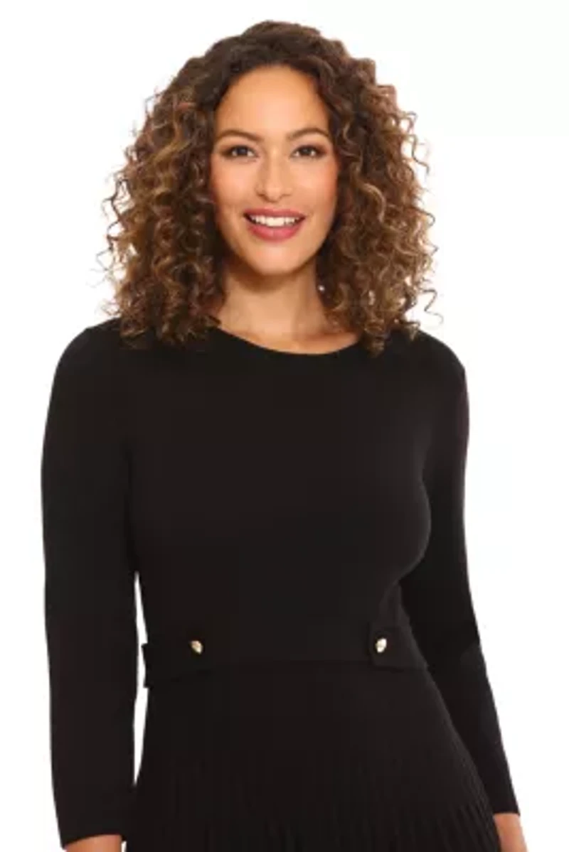 Side Tab Fit & Flare Sweater Dress