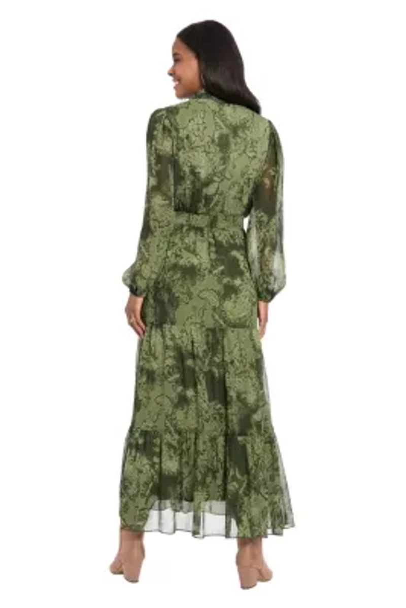 Ruffle Neck Smocked Maxi