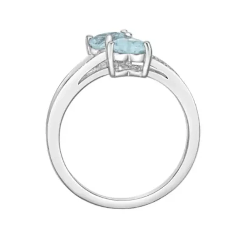 Lab Created Sterling Silver Gemstone and Diamond Accent Heart Bypass Ring