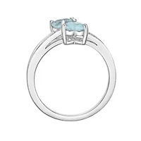 Lab Created Sterling Silver Gemstone and Diamond Accent Heart Bypass Ring
