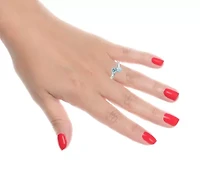 Lab Created Sterling Silver Gemstone and Diamond Accent Heart Bypass Ring