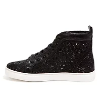 New York, Laser Cut High Top Sneaker With Rhinestones