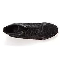 New York, Laser Cut High Top Sneaker With Rhinestones