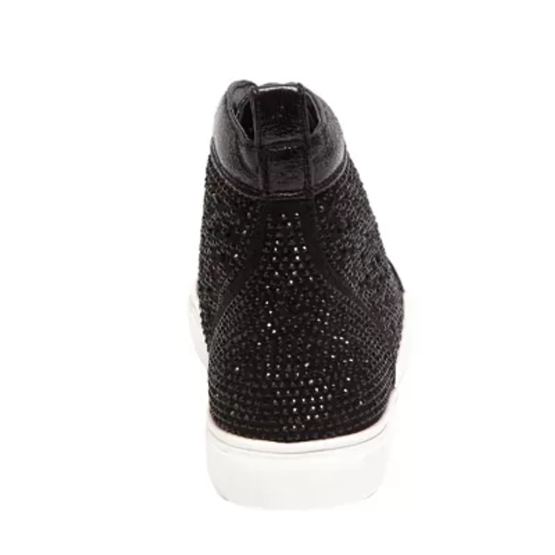 New York, Laser Cut High Top Sneaker With Rhinestones
