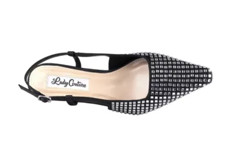 Shana, Rhinestone Slingback With Metallic Back Trim Heel