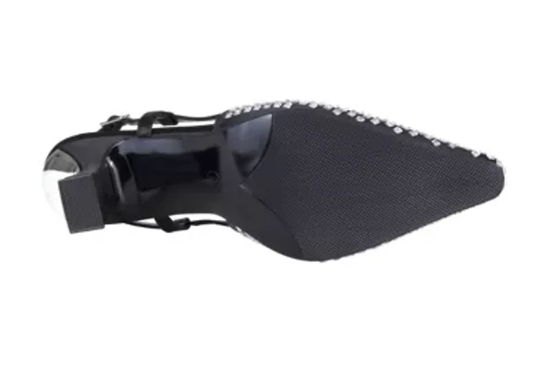 Shana, Rhinestone Slingback With Metallic Back Trim Heel