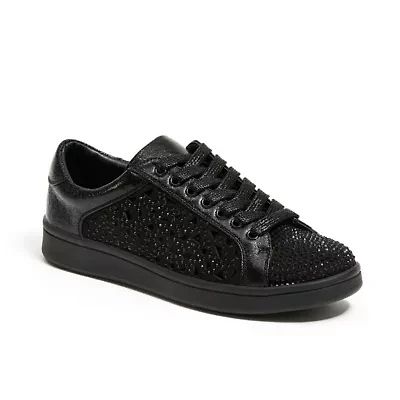 Paris, Low Top Laser Cut Sneaker With Rhinestones