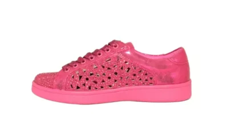 Paris, Low Top Laser Cut Sneaker With Rhinestones