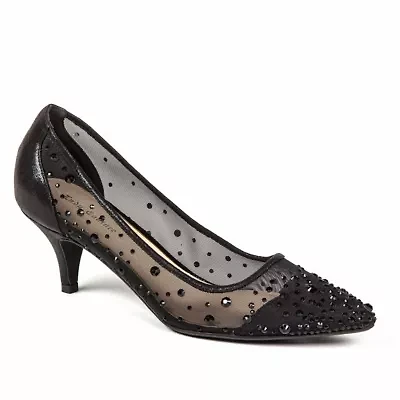 Silk, Rhinestone Mesh Dressy Pump
