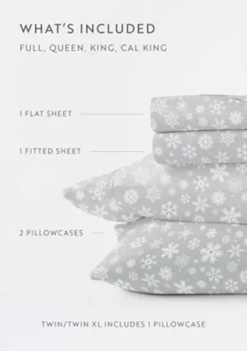 Ultra Soft Snowflake Patterned Christmas Sheet Set