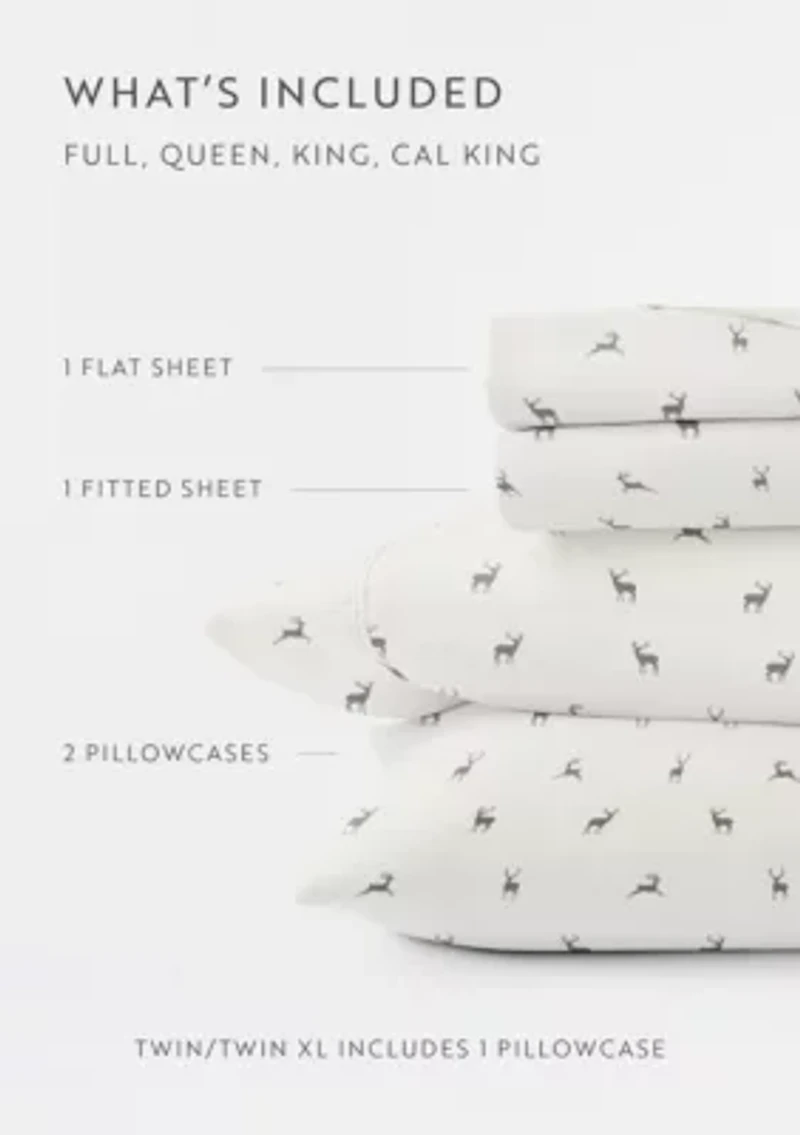 Ultra Soft Reindeer Patterned Christmas Sheet Set