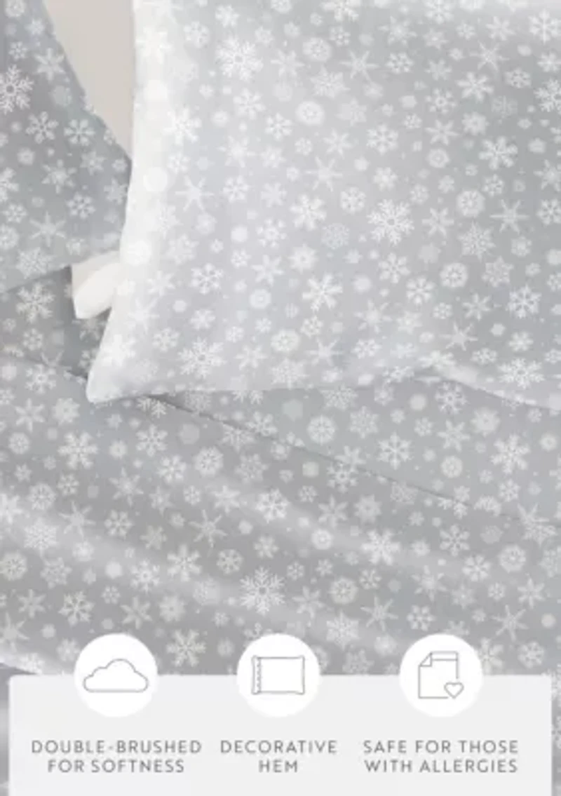 Ultra Soft Snowflake Patterned Christmas Sheet Set