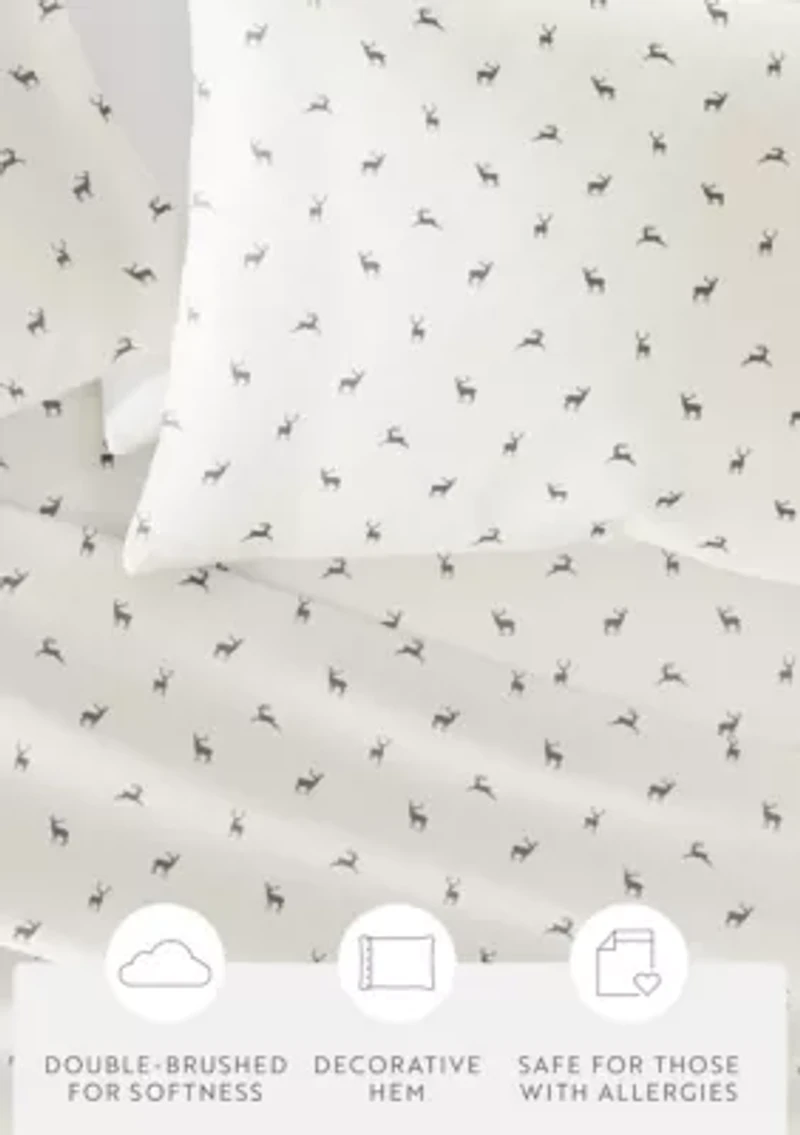 Ultra Soft Reindeer Patterned Christmas Sheet Set