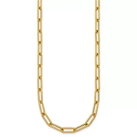 14K Yellow Gold Polished and Twisted Oval Link 24-inch Necklace