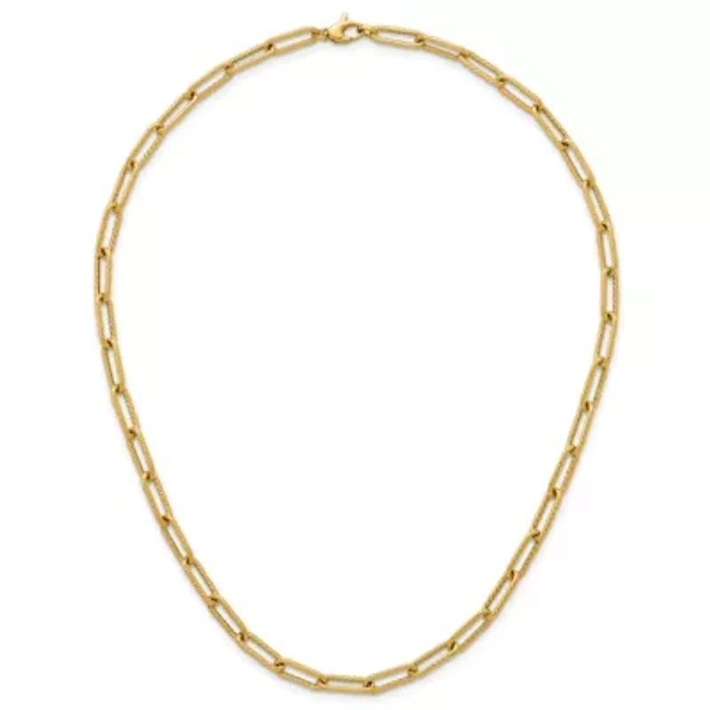 14K Yellow Gold Polished and Twisted Oval Link 24-inch Necklace