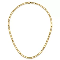 14K Yellow Gold Polished and Twisted Oval Link 24-inch Necklace