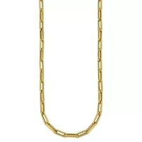 14K Yellow Gold Polished Twist Texture Paperclip Link Chain 24-inch Necklace
