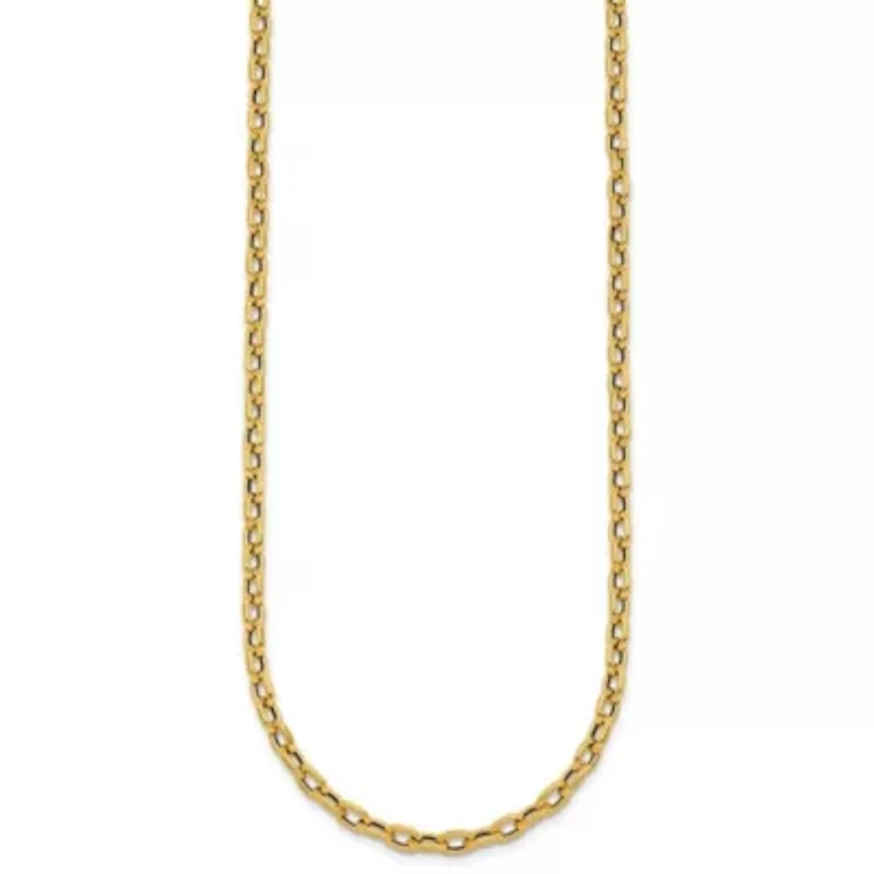 14K Yellow Gold Polished Oval Link 18-inch Necklace