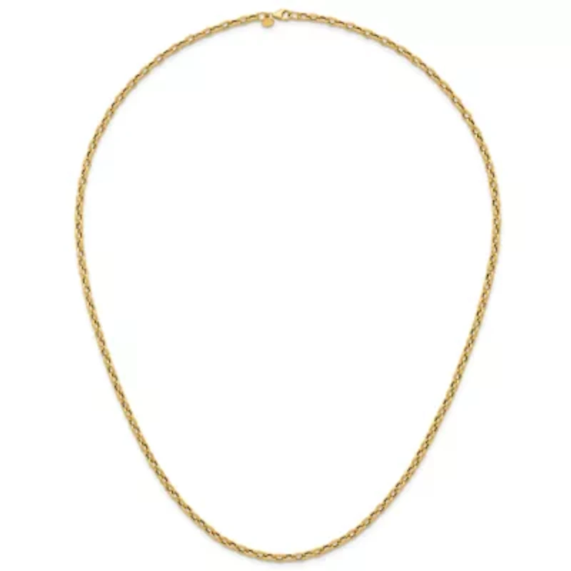 14K Yellow Gold Polished Oval Link 18-inch Necklace