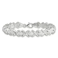 Sterling Silver Polished and Satin X and O Bracelet