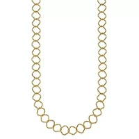 14K Yellow Gold Polished Diamond Cut Geometric Link 18-inch Necklace
