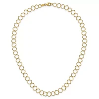 14K Yellow Gold Polished Diamond Cut Geometric Link 18-inch Necklace