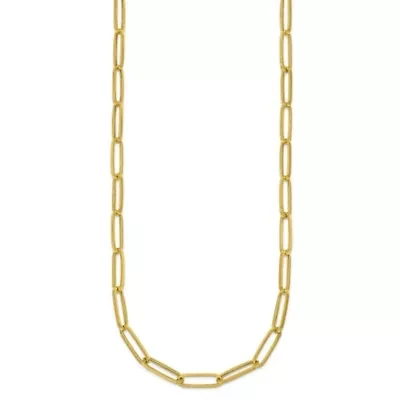 14K Yellow Gold Polished Paperclip 24-inch Necklace