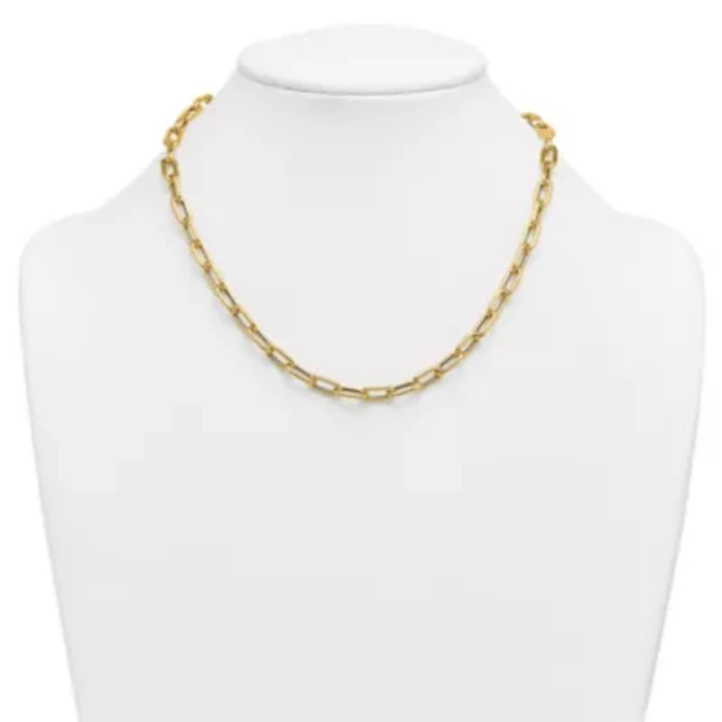 14K Yellow Gold Polished 8mm Oval Link 24-inch Necklace