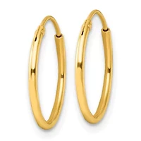 Sterling Silver Gold-tone 1.3mm Polished Endless Hoop Earrings